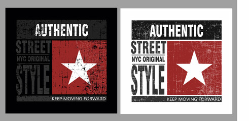 Red star street style authentic t shirt design ,graphic and vector