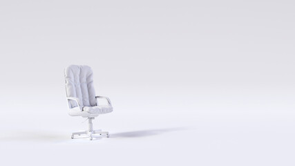 3d rendering of a white armchair on white background, 3d render concept for Management and leadership