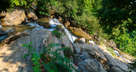 Source of Bamni Waterfall at Purulia, West Bengal, is a A much spread-out waterfall. Slow Shutter speed is used.