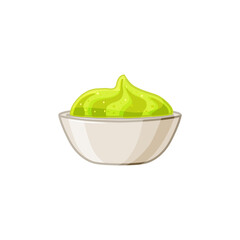 Wasabi sauce bowl on a white isolated background. Vector cartoon illustration