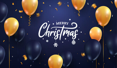 2022 Happy new year celebration vector illustration. Noel Christmas numbers and balloons on dark blue background © Oleg