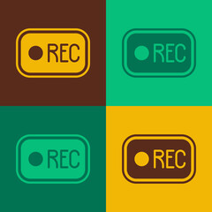 Pop art Record button icon isolated on color background. Rec button. Vector
