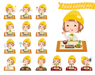 食事に関するカジュアルファッション女性のセット