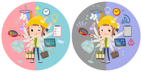 オフィスとプライベートでマルチタスクをこなすカジュアルファッション女性のセット