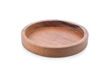 Wooden tray on white background