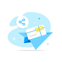 share referral code, gift card concept illustration flat design vector eps10. modern graphic element for landing page, empty state ui, infographic, icon