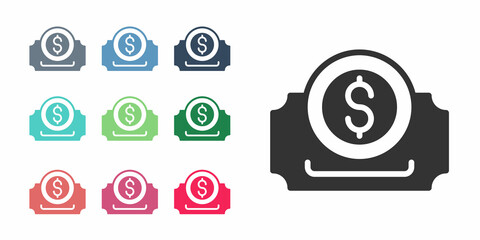 Black Cinema ticket icon isolated on white background. Set icons colorful. Vector