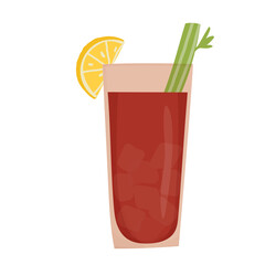 Hand drawn vector illustration of Bloody Mary alcoholic cocktail drinks. Isolated on white background.
