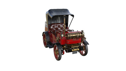 3d model of an old car rendered at different angles, isolated on a white background. 3D rendering, 3D illustration.