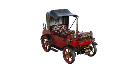 3d model of an old car rendered at different angles, isolated on a white background. 3D rendering, 3D illustration.