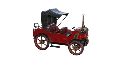 3d model of an old car rendered at different angles, isolated on a white background. 3D rendering, 3D illustration.