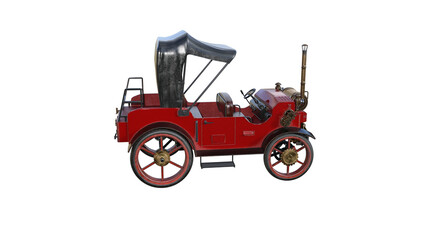 3d model of an old car rendered at different angles, isolated on a white background. 3D rendering, 3D illustration.