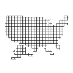 Fototapeta premium United States, USA map silhouette from black pattern mosaic structure of squares. Vector illustration.
