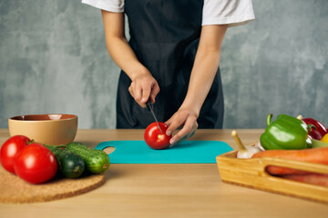 housewife lunch at home vegetarian food cutting board