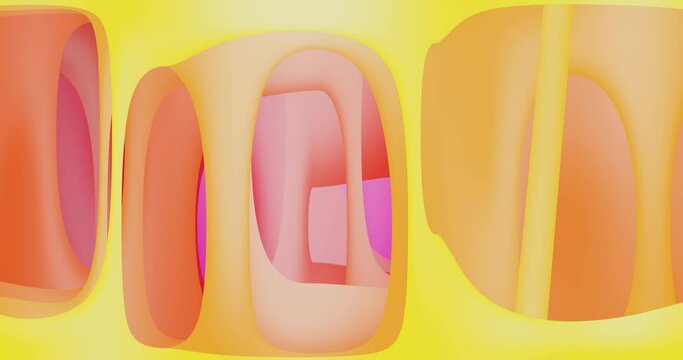 Simple abstract background of liquid shapes in pastel colors. An endlessly looped backing of flowing paint in caramel pink and yellow colors.