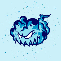 wild cloud cartoon mascot logo, this image is suitable for esport team logos or for the adventure community in the wild and the skateboard or extreme sports community © andhikajudy