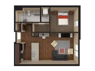 Modern interior design of the apartment. Beautiful new apartment stylish interior design. 3D illustration.