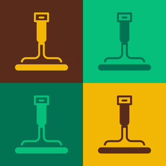 Pop art Cleaning service with of rubber cleaner for windows icon isolated on color background. Squeegee, scraper, wiper. Vector