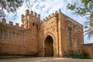 Rabat, Morocco – December 09, 2015 – Entrance to the medieval fortified Muslim necropolis of...
