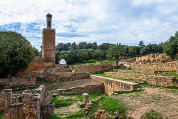 Rabat, Morocco – December 09, 2015 – View of the ruins of the medieval fortified Muslim...