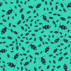 Black Toilet bowl icon isolated seamless pattern on green background. Vector