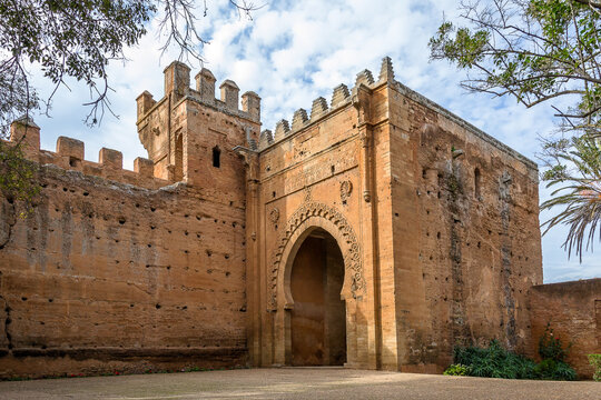 Rabat, Morocco &ndash; December 09, 2015 &ndash; Entrance to the medieval fortified Muslim necropolis of Chellah. The site, as part of the metropolitan Rabat, was granted World Heritage Status in 2012