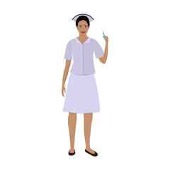 Nurse with a syringe with a vaccine. Vector concept illustration of getting vaccinated against coronavirus or flu or other diseases