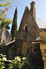 An abandoned building in the mountains
