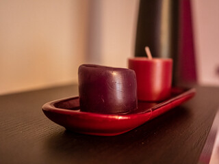 candles on a wooden table