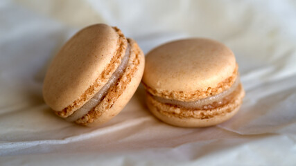 Macarons on a light background