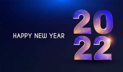 Happy new 2022 year Elegant text with light effects.