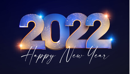 Happy new 2022 year Elegant text with light effects. - obrazy, fototapety, plakaty