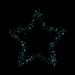 Blue, cyan, turquoise glitter stars, confetti.