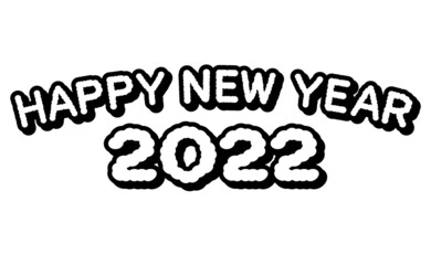 モノクロのHappy New Yearと2022の文字のベクター素材