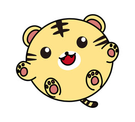 まんまるなトラのイラスト素材