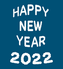 白色の少しもこもこしたHappy New Yearと2022の文字のベクター素材