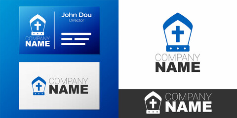 Logotype Pope hat icon isolated on white background. Christian hat sign. Logo design template element. Vector