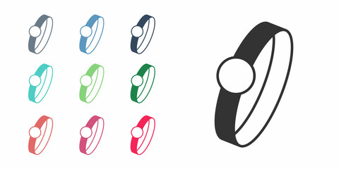 Black Diamond engagement ring icon isolated on white background. Set icons colorful. Vector