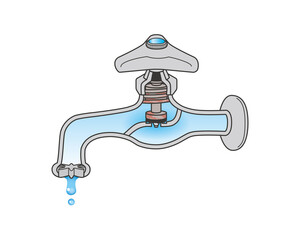 蛇口 断面 断面図  錆 劣化 イラスト ケレップ コマ スピンドル パッキン 単水栓 横向き 水漏れ ポタポタ 