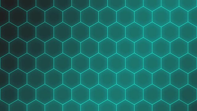 【サイバースペース】波打つデジタル六角形ブロックイメージビデオ背景A【塗りあり/シアン】