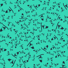 Black Windsurfing icon isolated seamless pattern on green background. Vector
