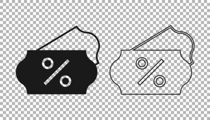 Black Discount percent tag icon isolated on transparent background. Shopping tag sign. Special offer sign. Discount coupons symbol. Vector