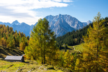 beautiful view on bavarian Alps during autumn in Berchtesgaden in Germany