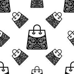 Shopping Bag Icon Seamless Pattern, Shopping Bag