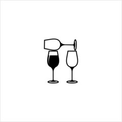 Wine Glass Icon, Wine Drinking Glass Icon