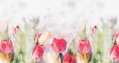 Beautiful Abstract watercolor rose bouquet illustration