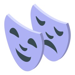 Theater mask icon isometric vector. Comedy drama. Treatre tragedy