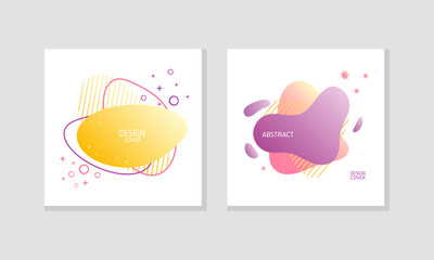 Abstract Square Design Cover with Fluid Gradient Color Shape Vector Set
