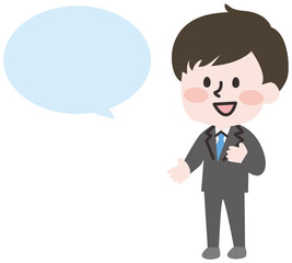 二頭身_話すスーツの男性