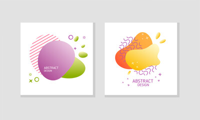 Abstract Square Design Cover with Fluid Gradient Color Shape Vector Set
